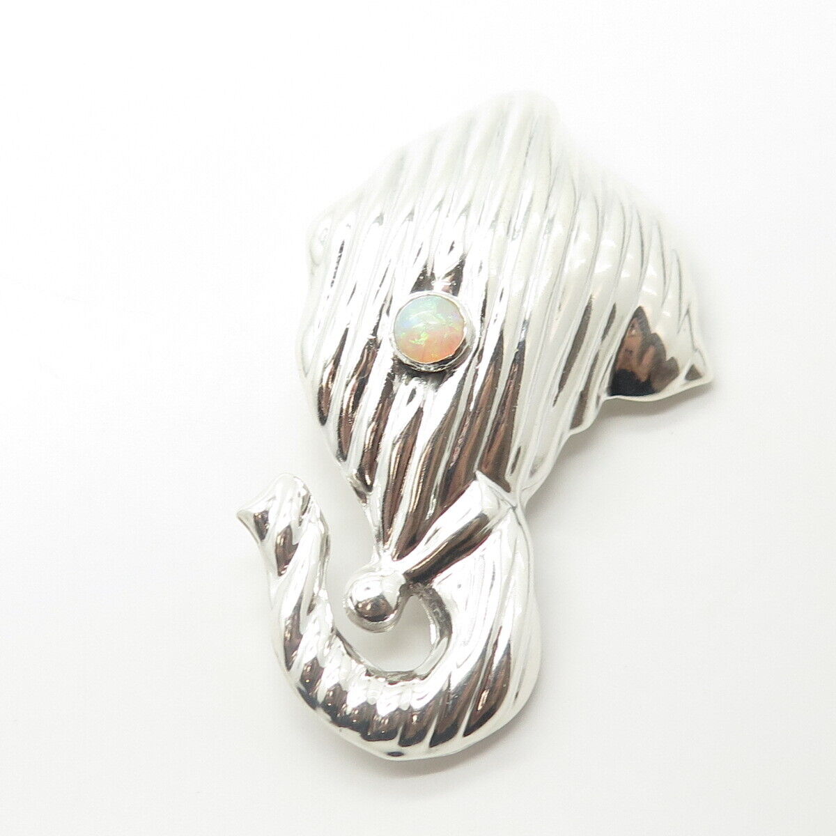 925 Sterling Silver Vintage Mexico Real Opal Elephant Pin Brooch / Pendant