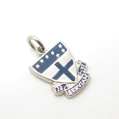 925 Sterling Silver Vintage Enamel "1897 Serviam" Charm Pendant