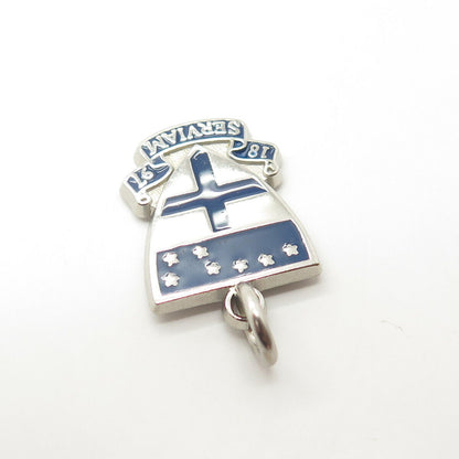 925 Sterling Silver Vintage Enamel "1897 Serviam" Charm Pendant