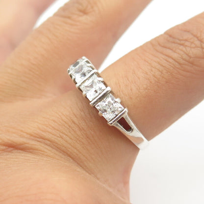 925 Sterling Silver Princess-Cut Shaped C Z Ring Size 7.75
