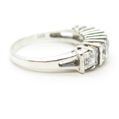 925 Sterling Silver Princess-Cut Shaped C Z Ring Size 7.75