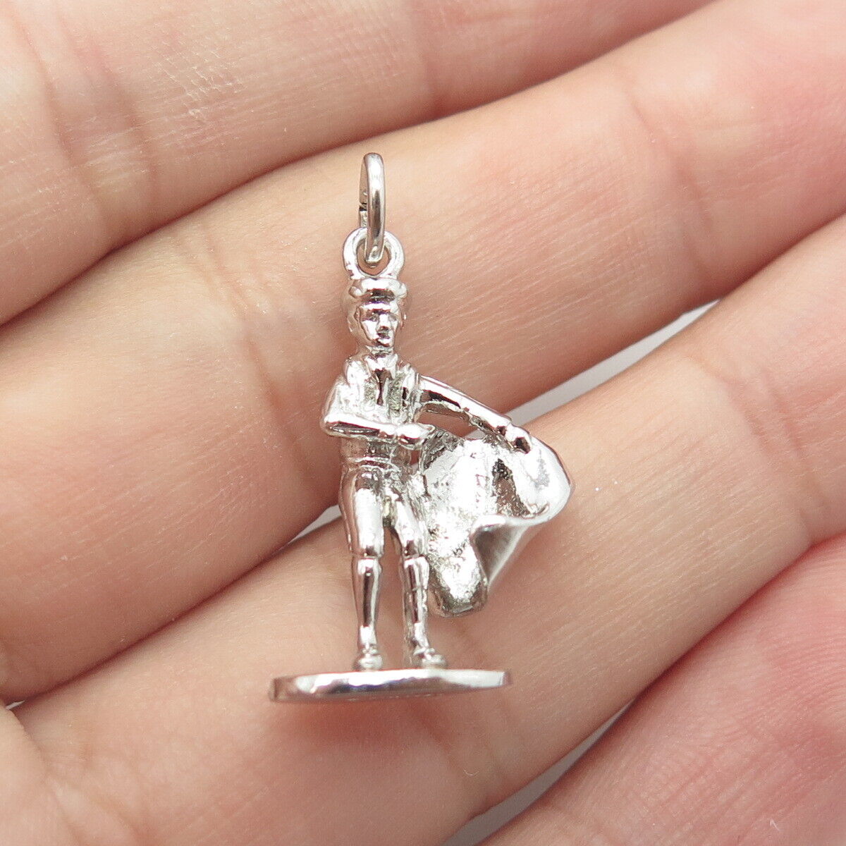 925 Sterling Silver Antique Art Deco Matador 3D Charm Pendant