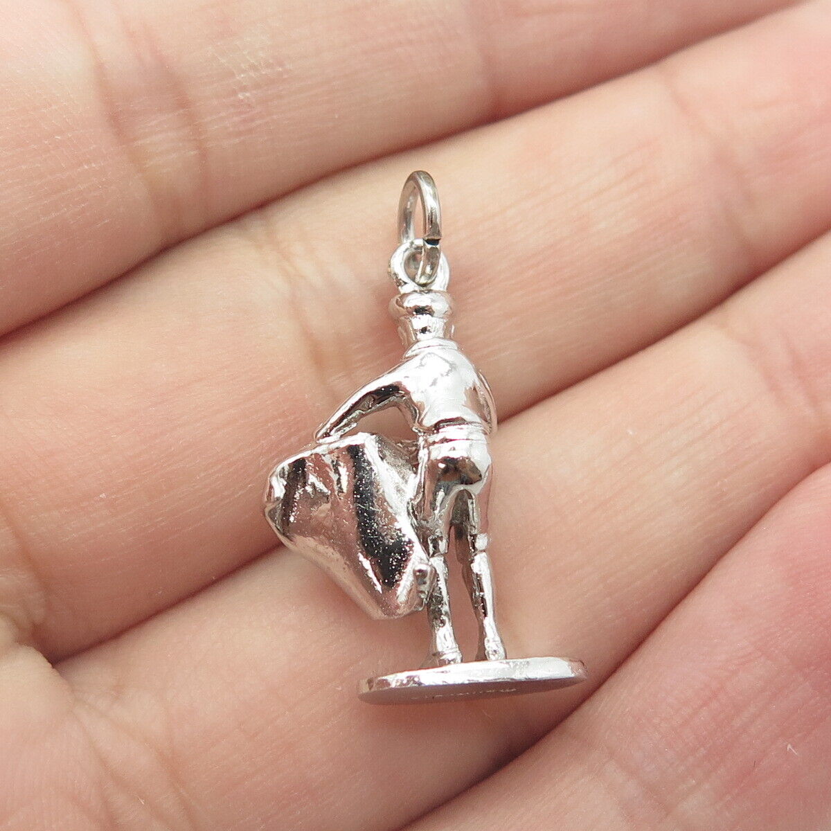 925 Sterling Silver Antique Art Deco Matador 3D Charm Pendant