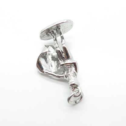 925 Sterling Silver Antique Art Deco Matador 3D Charm Pendant