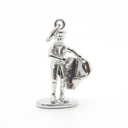 925 Sterling Silver Antique Art Deco Matador 3D Charm Pendant