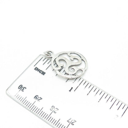 925 Sterling Silver Vintage Celtic Spiral Round Charm Pendant