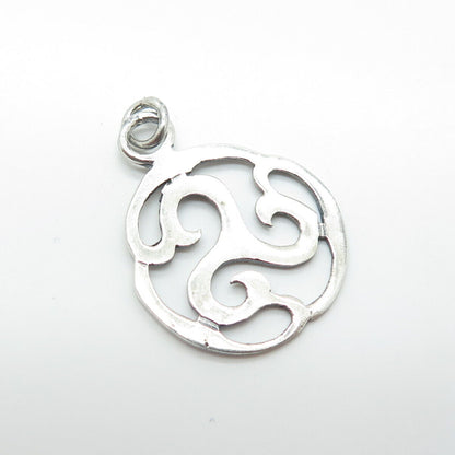 925 Sterling Silver Vintage Celtic Spiral Round Charm Pendant