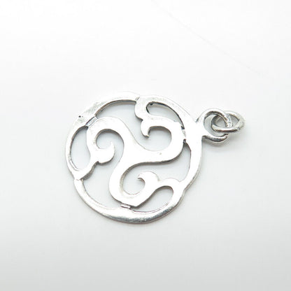 925 Sterling Silver Vintage Celtic Spiral Round Charm Pendant