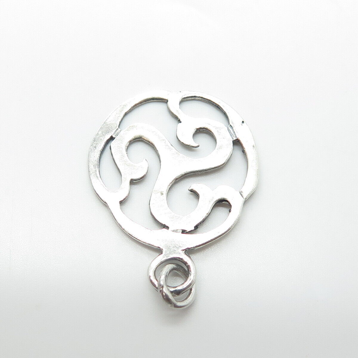 925 Sterling Silver Vintage Celtic Spiral Round Charm Pendant