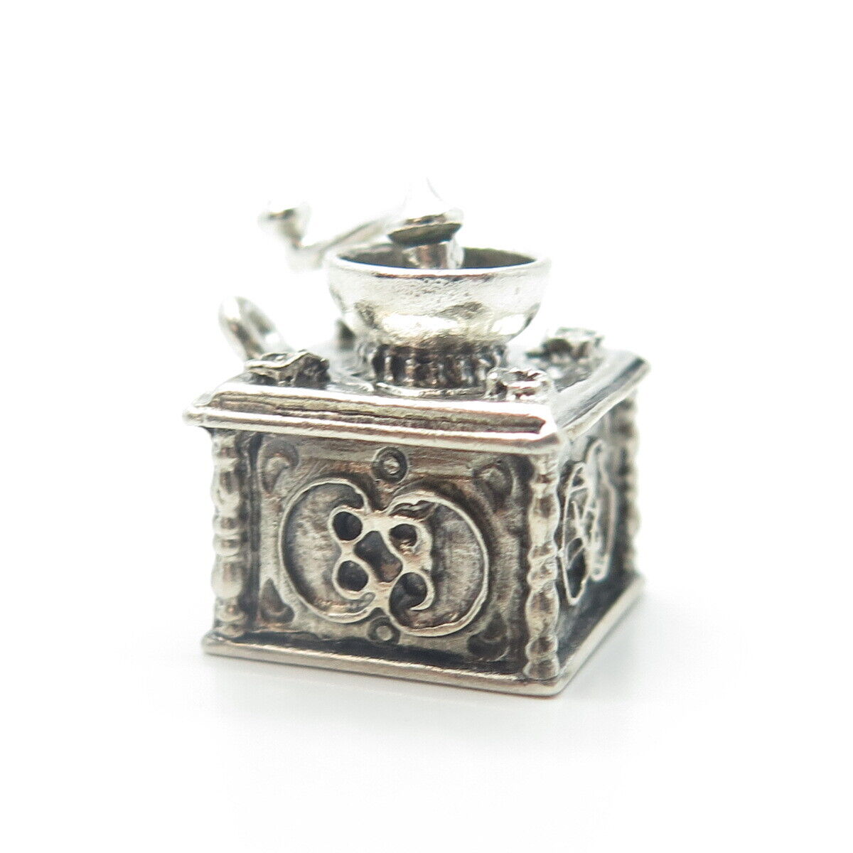 925 Sterling Silver Antique Art Deco Coffee Grinder Charm Pendant