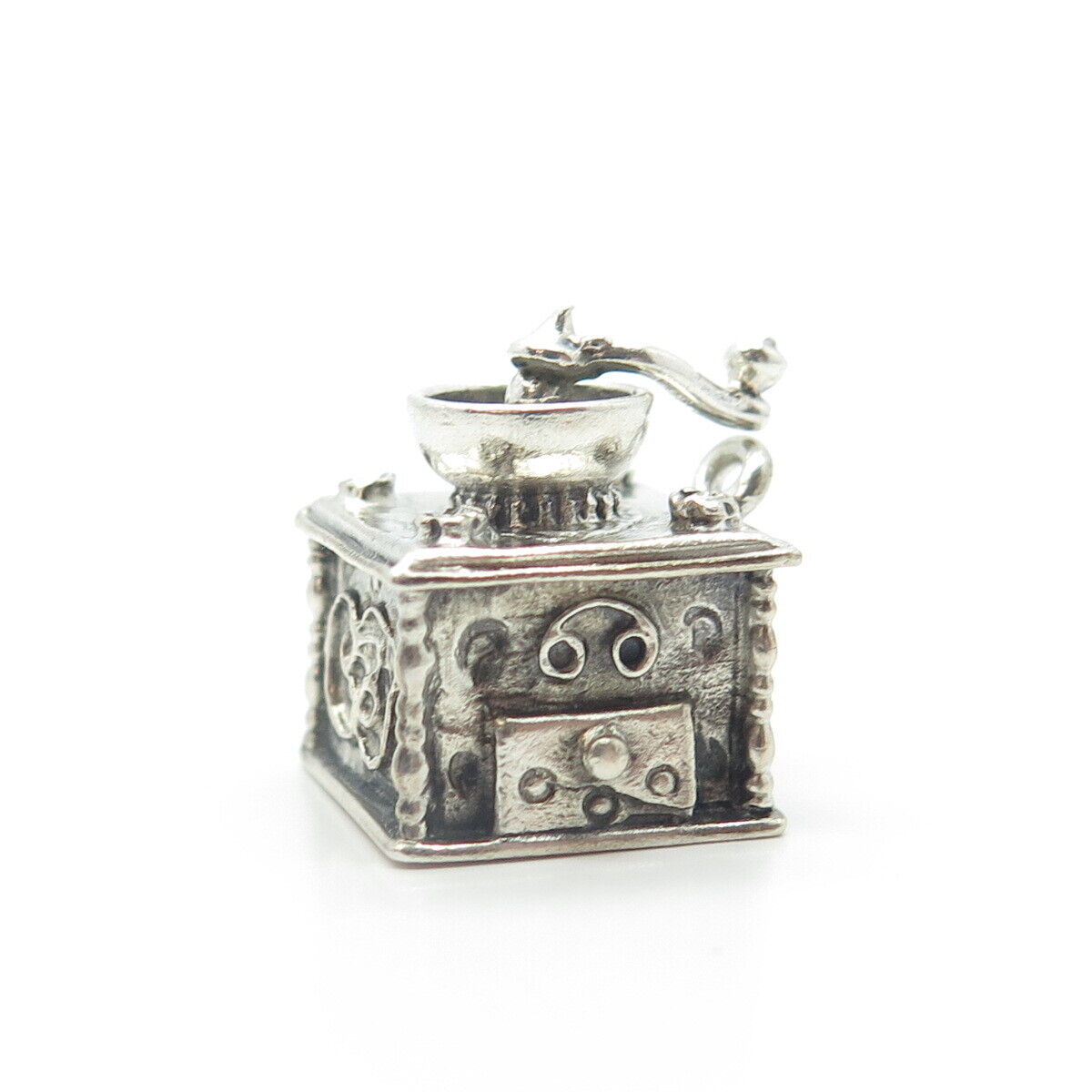 925 Sterling Silver Antique Art Deco Coffee Grinder Charm Pendant