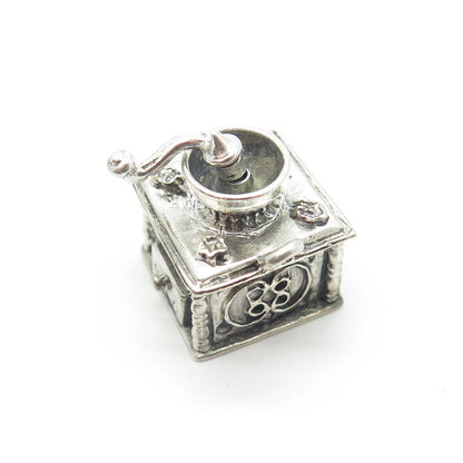 925 Sterling Silver Antique Art Deco Coffee Grinder Charm Pendant