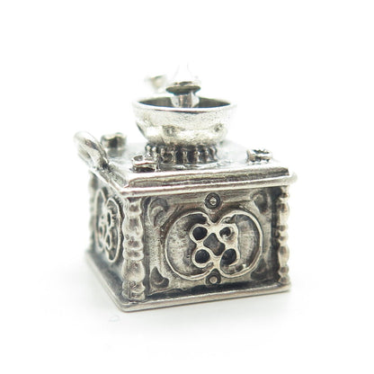 925 Sterling Silver Antique Art Deco Coffee Grinder Charm Pendant