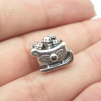 925 Sterling Silver Pandora Red Glass Christmas Sleigh Bead Charm