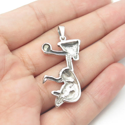 925 Sterling Silver Vintage Basketball Player Pendant
