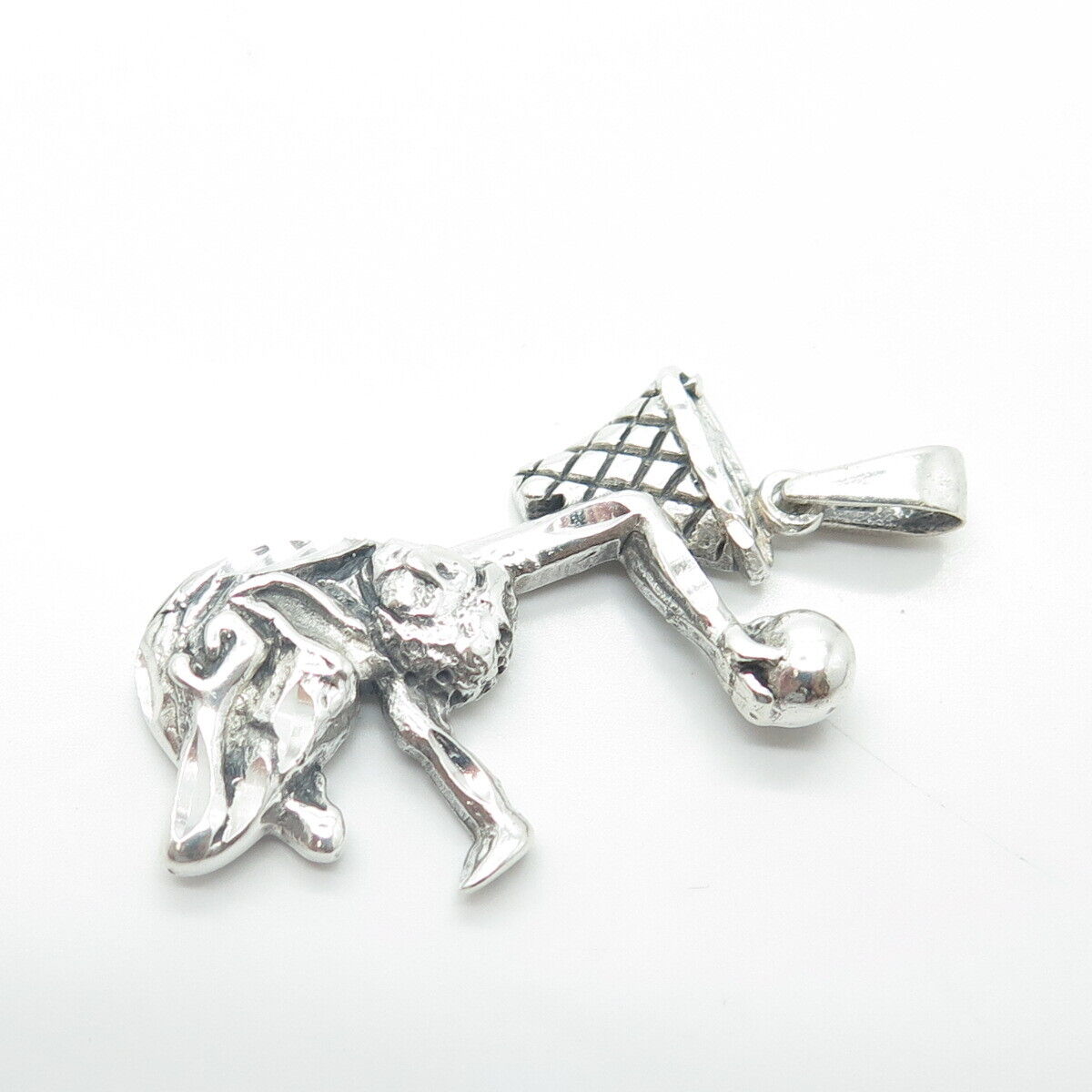 925 Sterling Silver Vintage Basketball Player Pendant