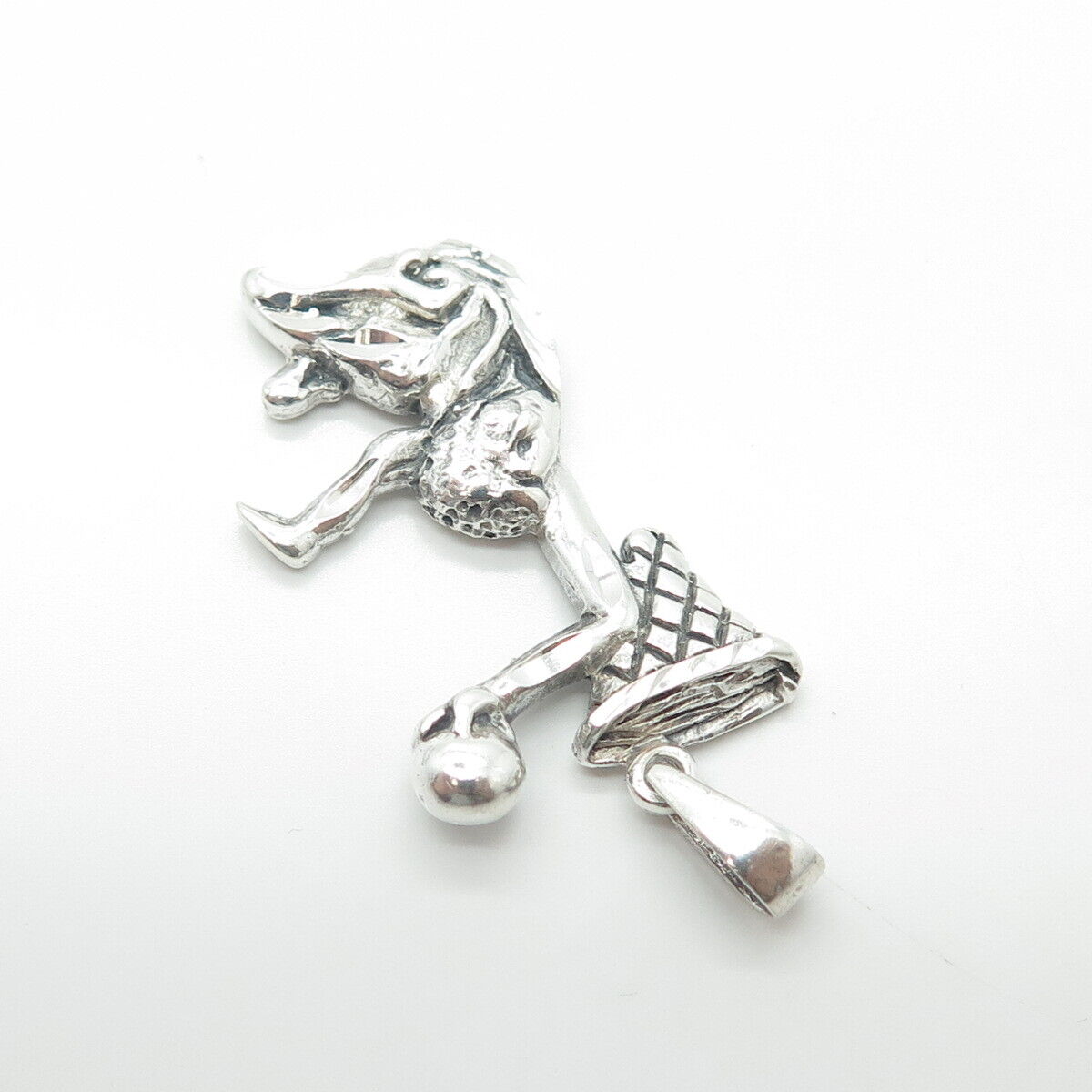 925 Sterling Silver Vintage Basketball Player Pendant