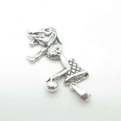 925 Sterling Silver Vintage Basketball Player Pendant