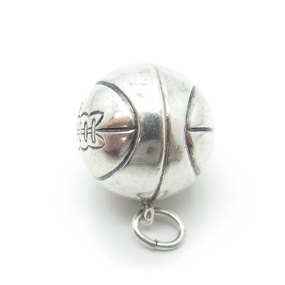 925 Sterling Silver Antique Art Deco Basketball Ball 3D Charm Pendant