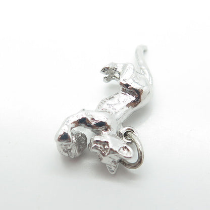 925 Sterling Silver Vintage Kitten Playing Ball 3D Charm Pendant