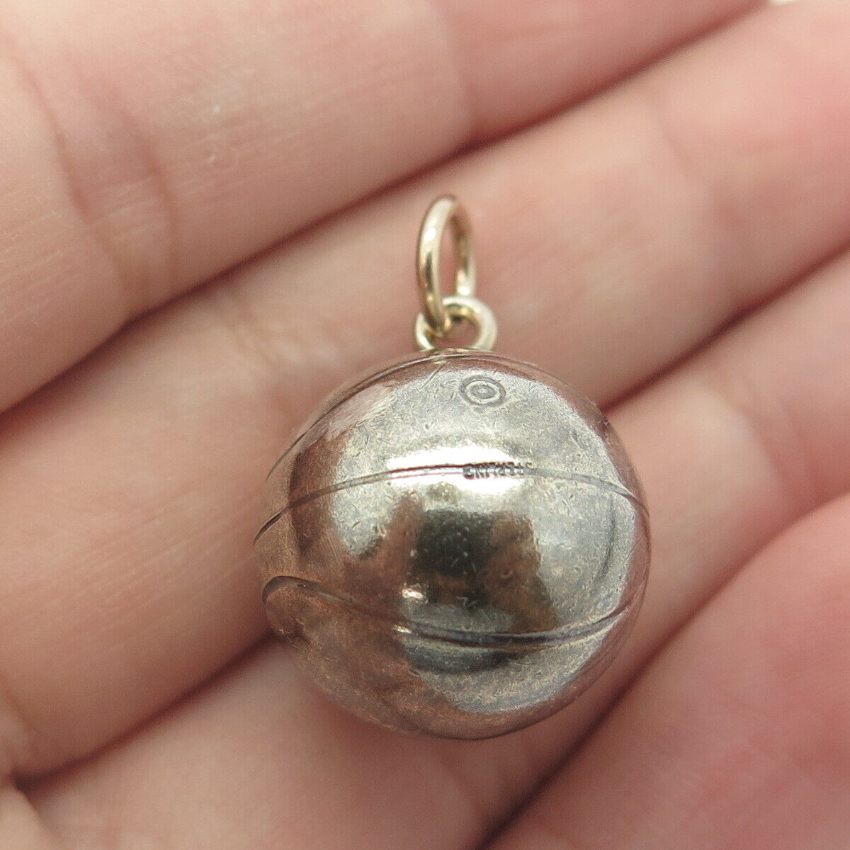 925 Sterling Silver Antique "43-MH-44 Foul Shooting" Basketball Ball 3D Pendant