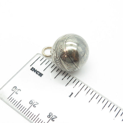 925 Sterling Silver Antique "43-MH-44 Foul Shooting" Basketball Ball 3D Pendant