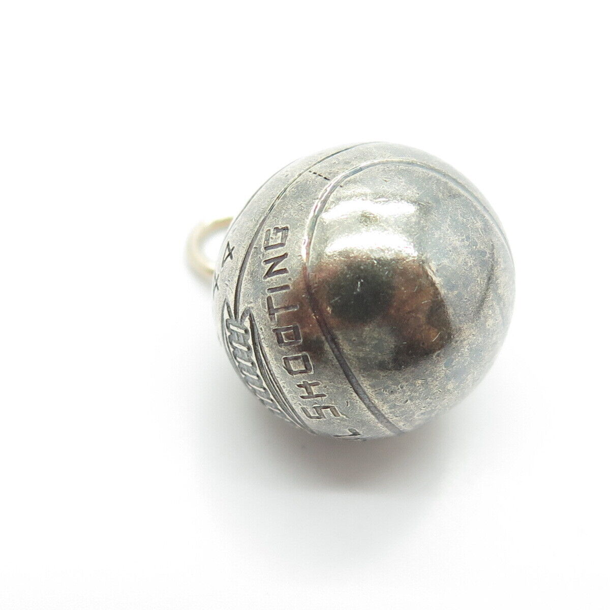 925 Sterling Silver Antique "43-MH-44 Foul Shooting" Basketball Ball 3D Pendant