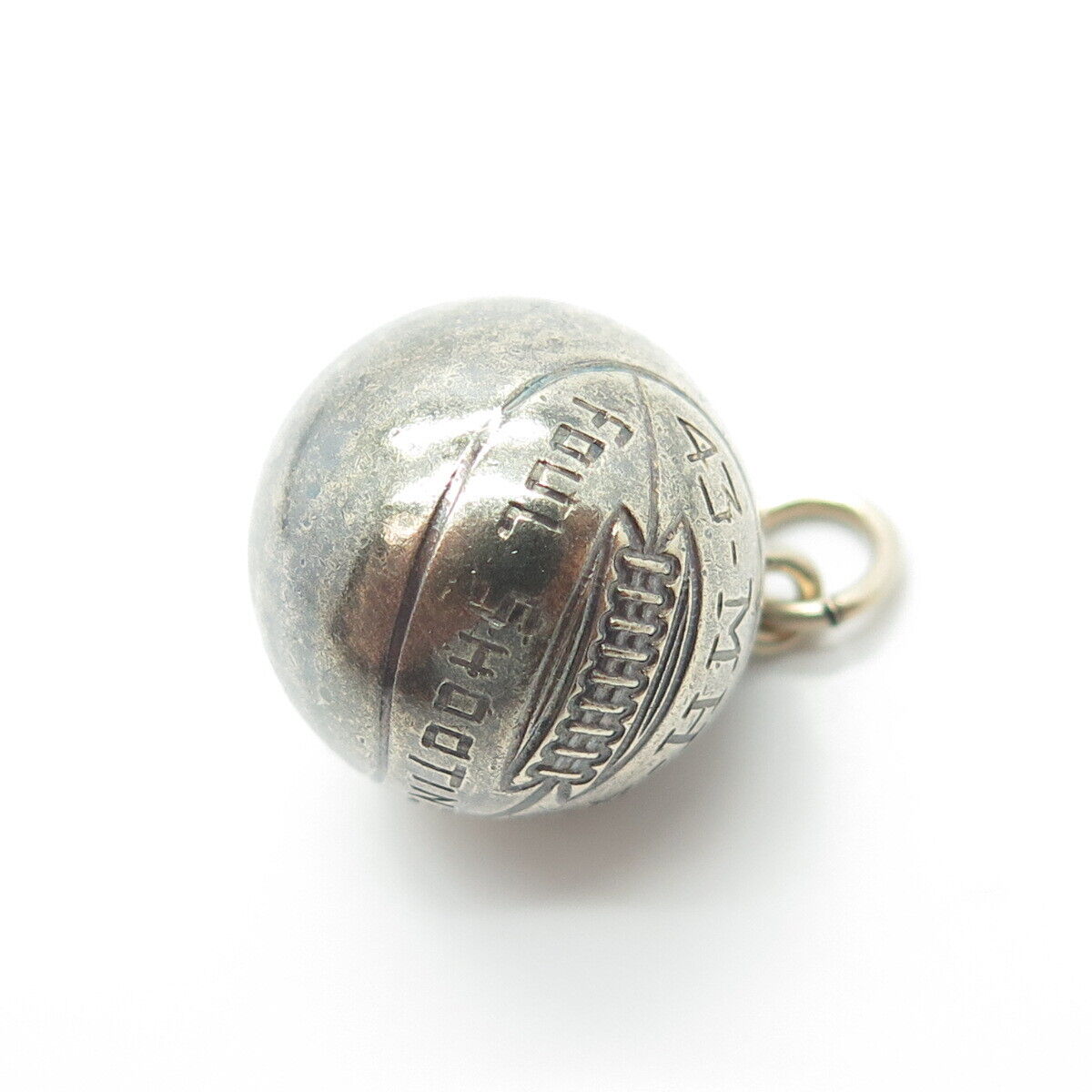 925 Sterling Silver Antique "43-MH-44 Foul Shooting" Basketball Ball 3D Pendant