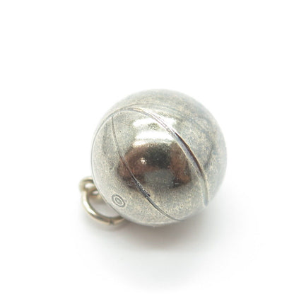 925 Sterling Silver Antique "43-MH-44 Foul Shooting" Basketball Ball 3D Pendant