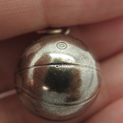 925 Sterling Silver Antique "43-MH-44 Foul Shooting" Basketball Ball 3D Pendant