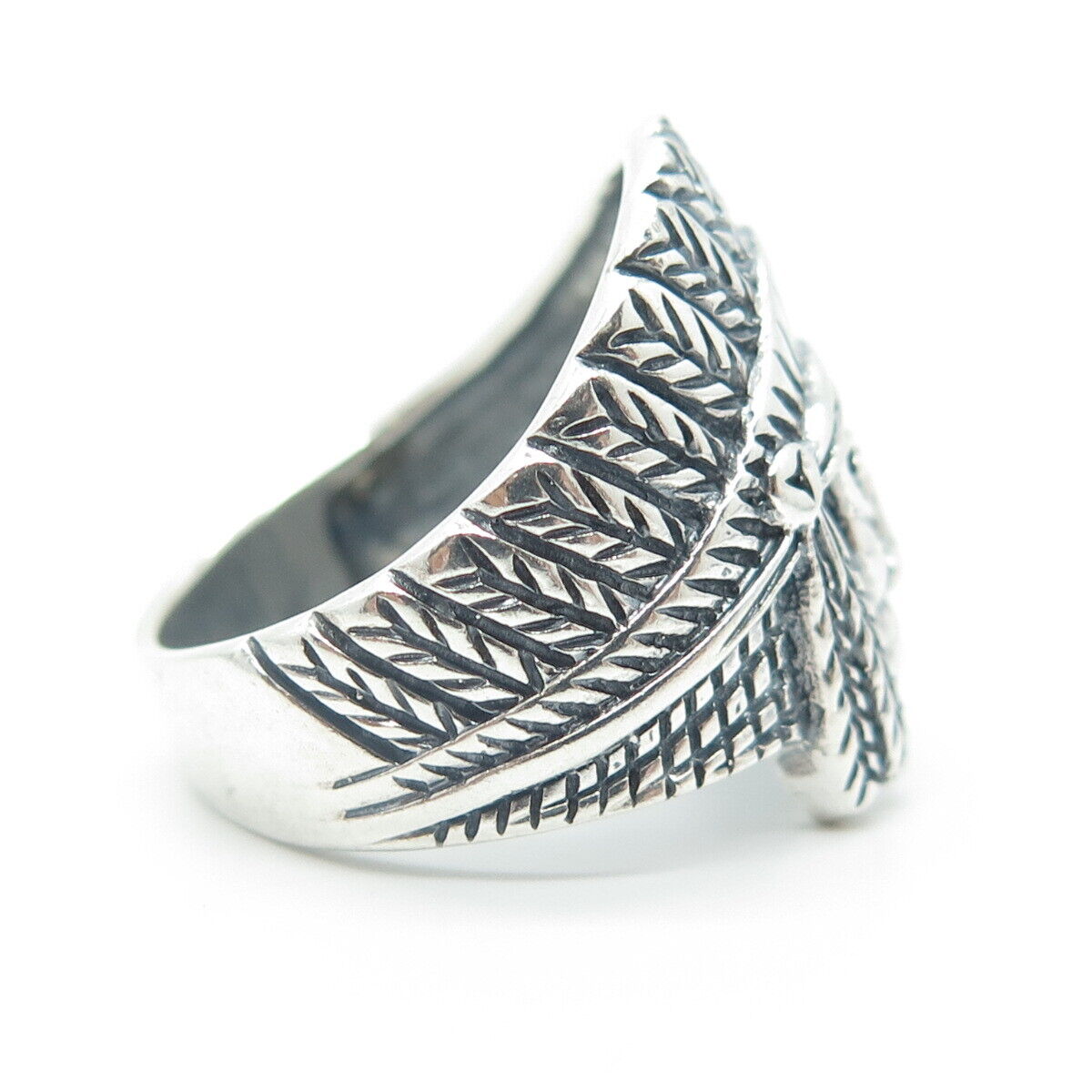 925 Sterling Silver Vintage Indian Chief Statement Tribal Ring Size 8.75