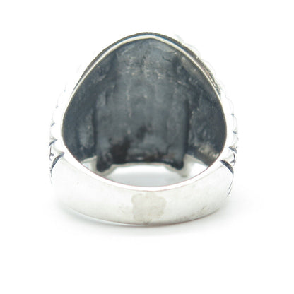 925 Sterling Silver Vintage Indian Chief Statement Tribal Ring Size 8.75