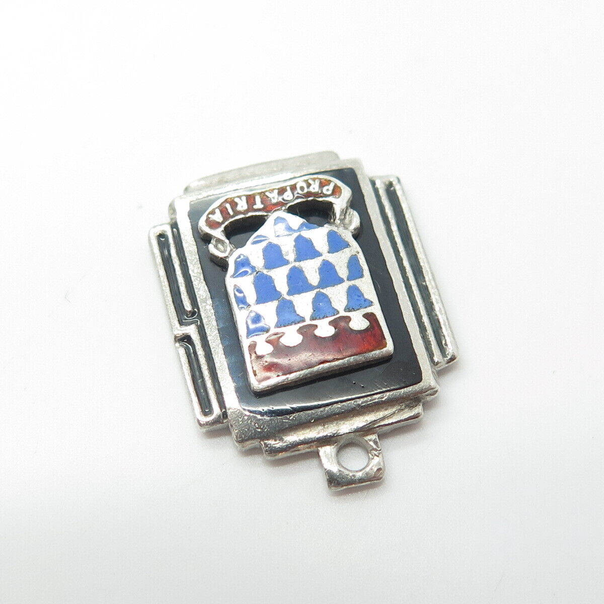 925 Sterling Silver Antique WWII Enamel US Army Pro Patria Charm Pendant