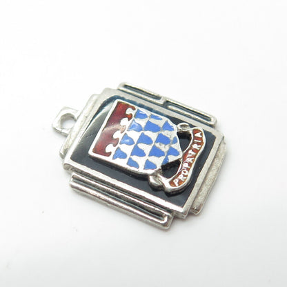 925 Sterling Silver Antique WWII Enamel US Army Pro Patria Charm Pendant