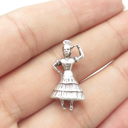 925 Sterling Silver Vintage Flamenco Dancer Charm Pendant