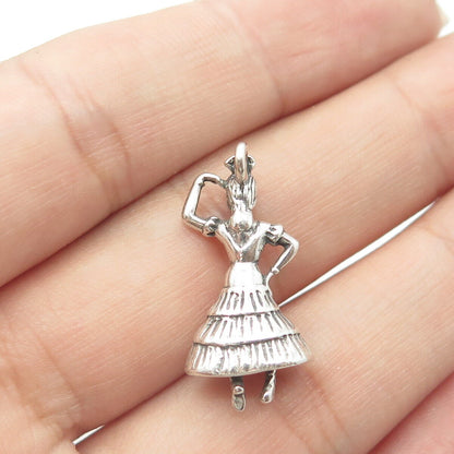 925 Sterling Silver Vintage Flamenco Dancer Charm Pendant