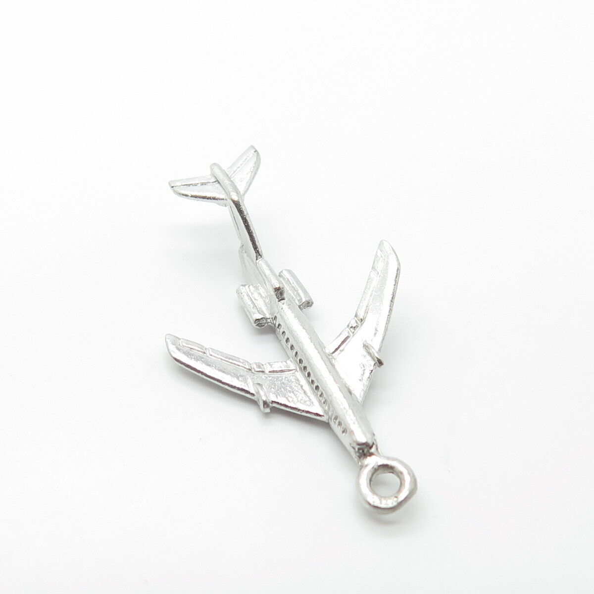 925 Sterling Silver Vintage Airplane 3D Charm Pendant