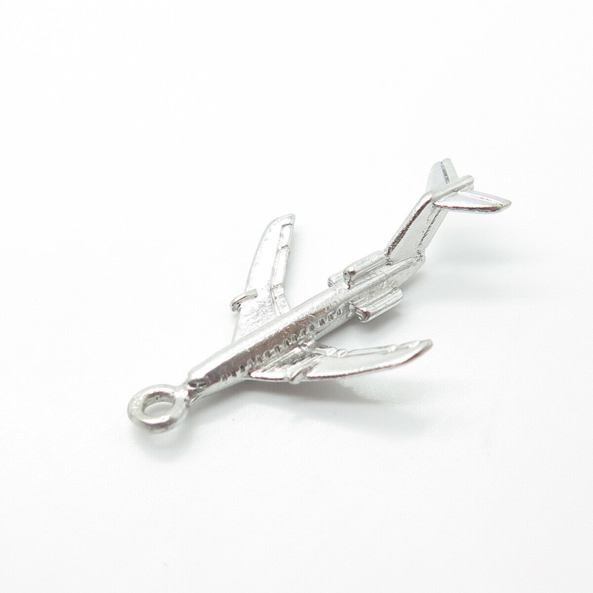 925 Sterling Silver Vintage Airplane 3D Charm Pendant