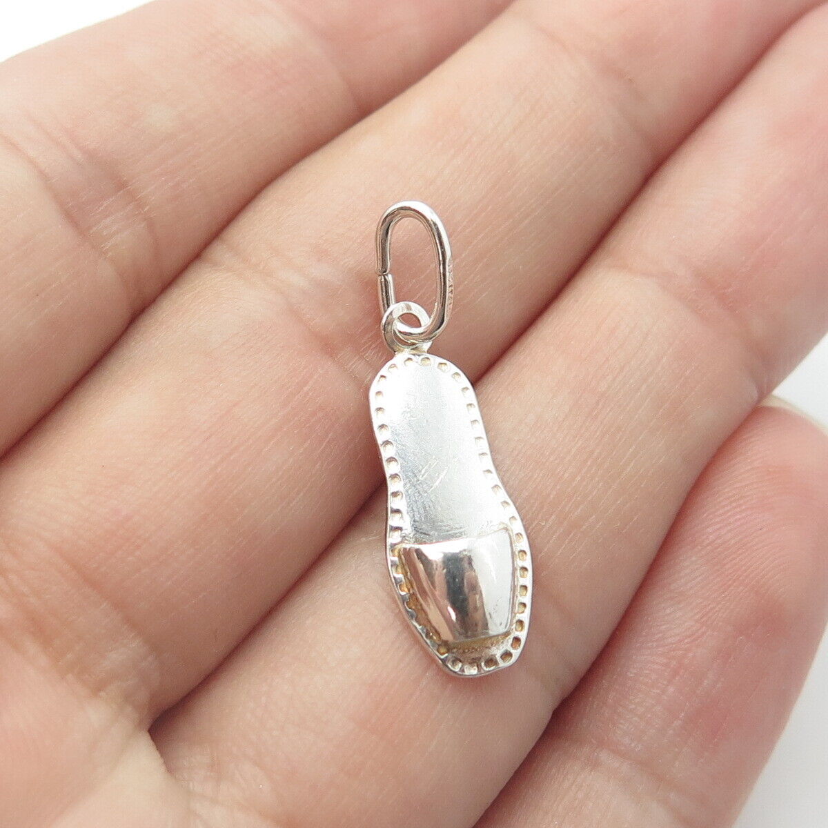 925 Sterling Silver Old Stock Italy Slipper 3D Charm Pendant