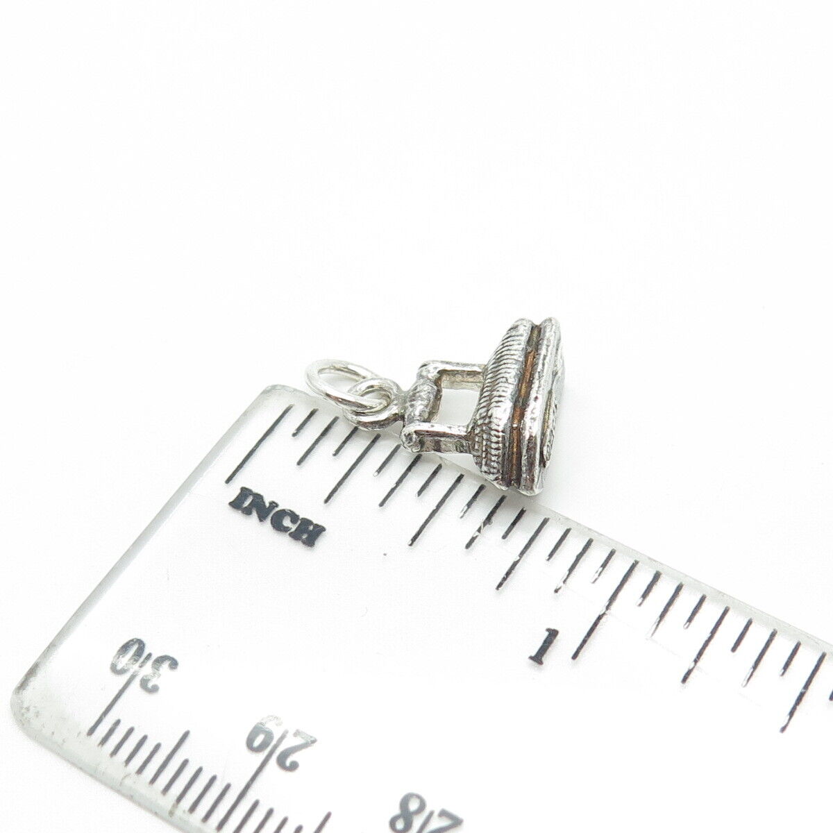 925 Sterling Silver Old Stock Retro Iron Charm Pendant