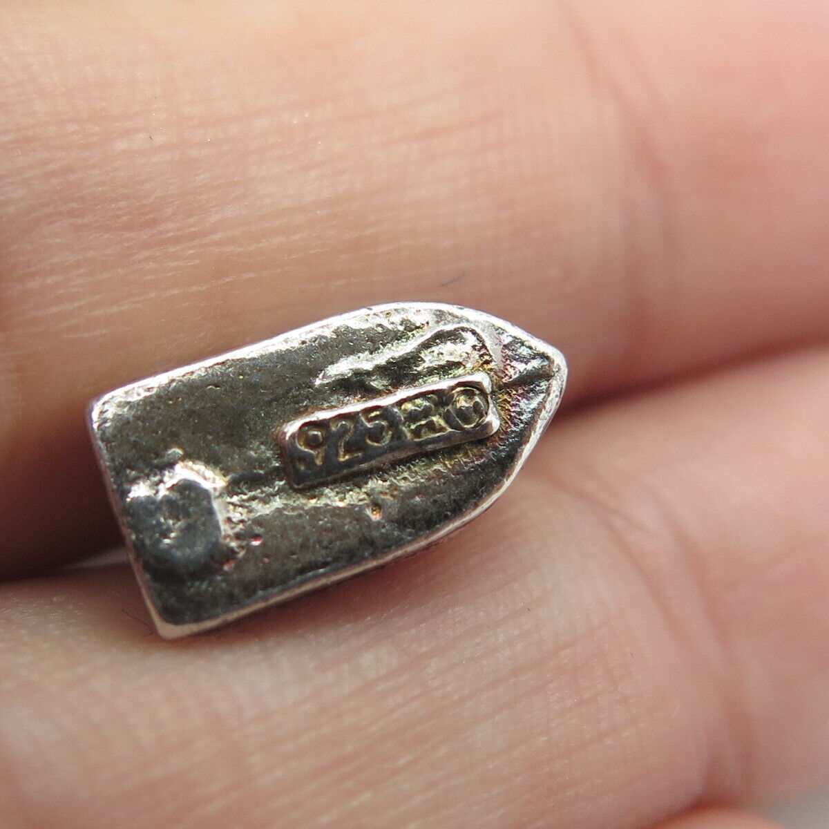 925 Sterling Silver Old Stock Retro Iron Charm Pendant