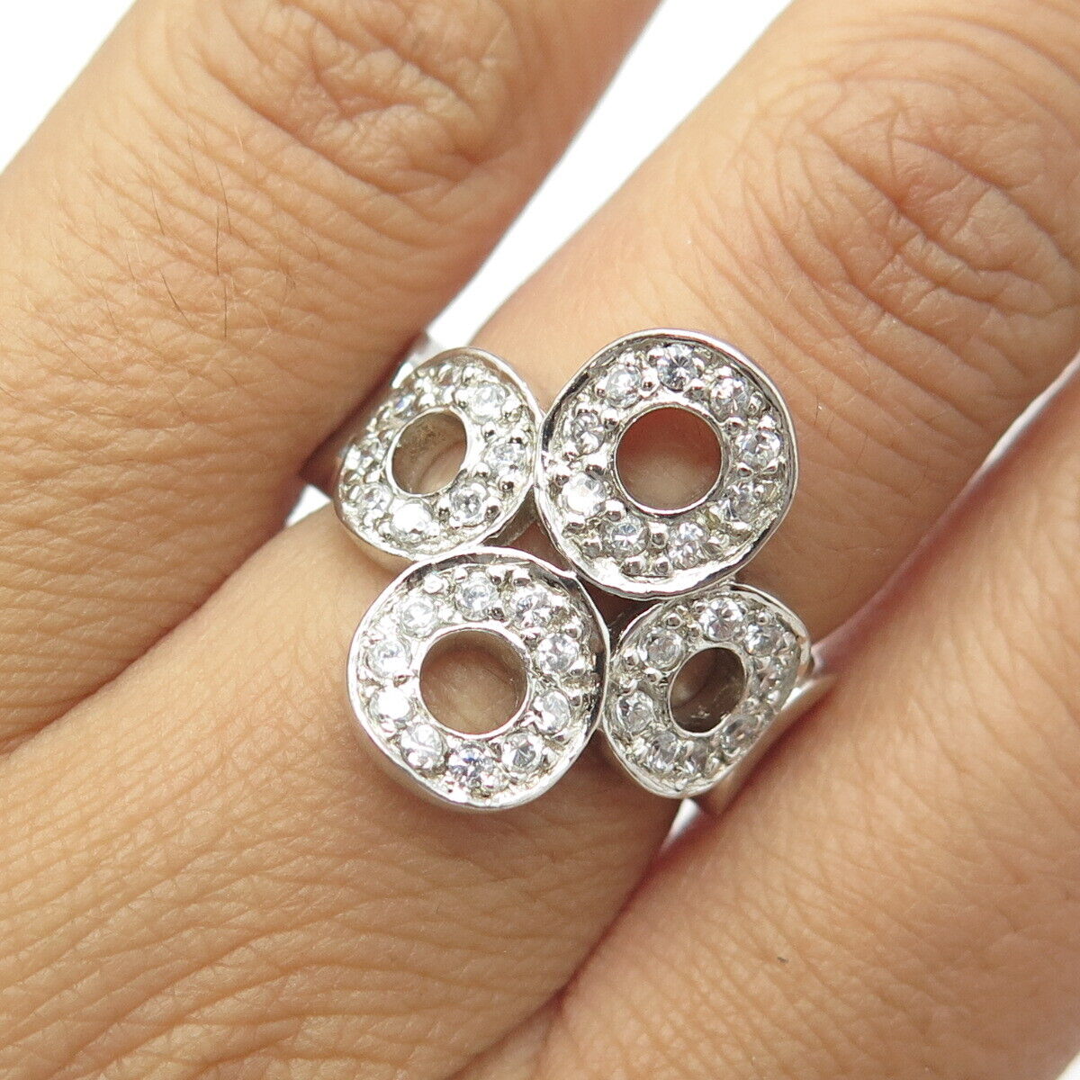 925 Sterling Silver Pave C Z Ring Size 7.25