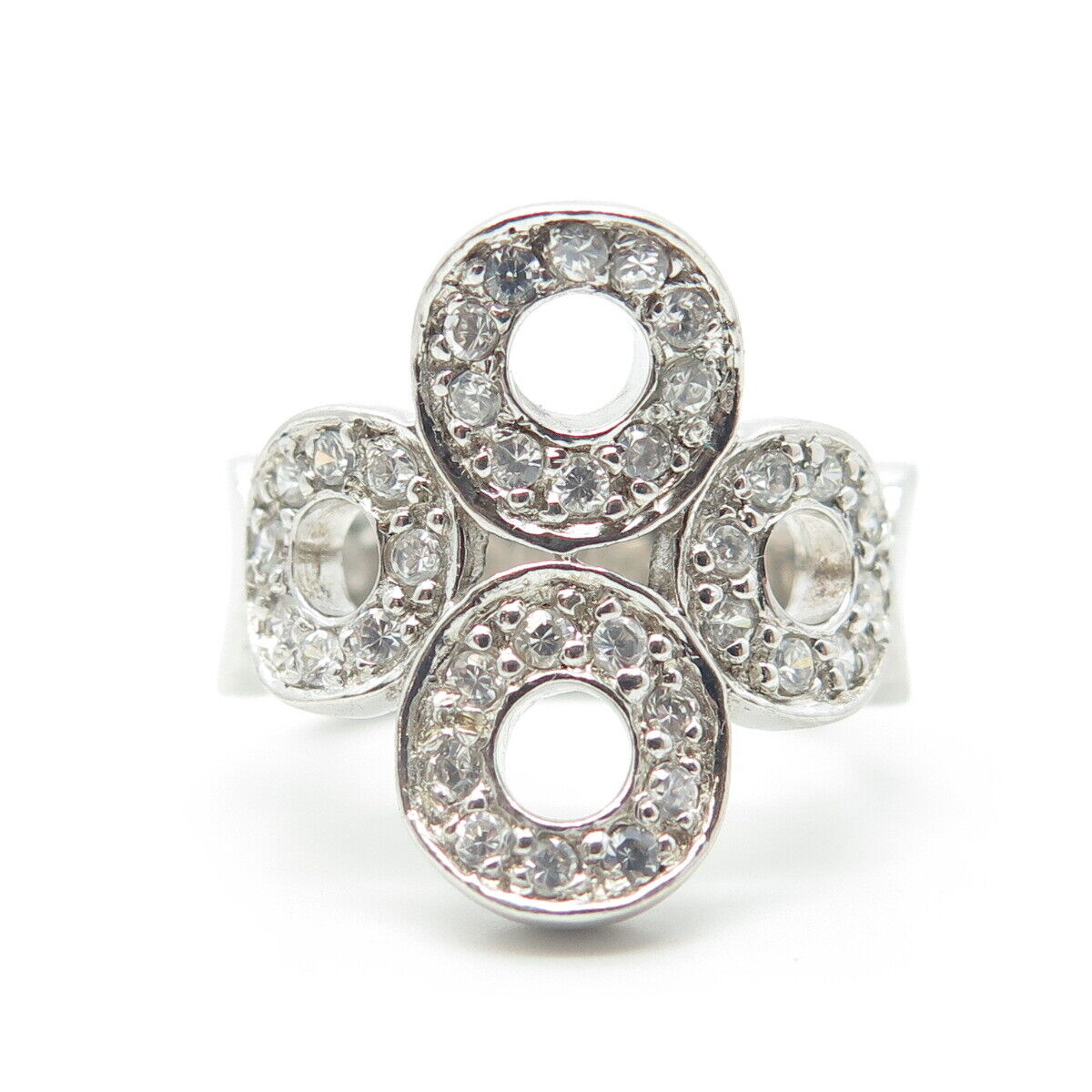 925 Sterling Silver Pave C Z Ring Size 7.25