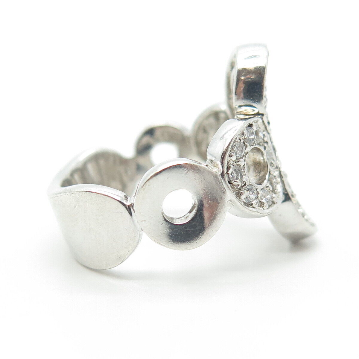 925 Sterling Silver Pave C Z Ring Size 7.25