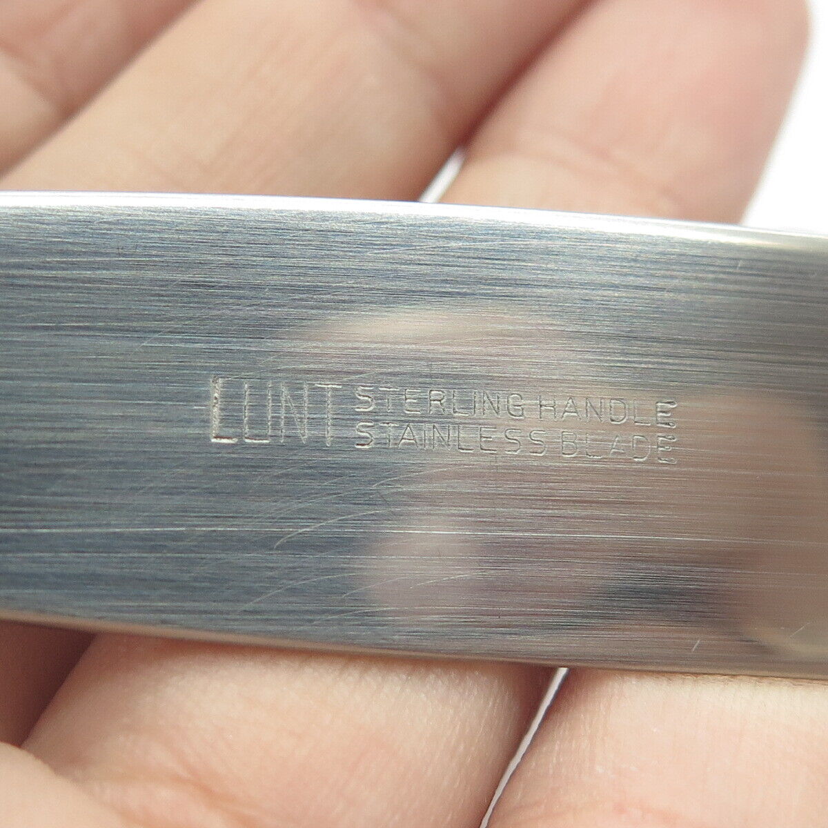 925 Sterling Silver & Stainless Steel Vintage 1982 Lunt Colonial Engraved Knife