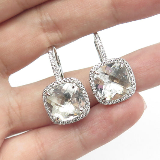 925 Sterling Silver Crystal & C Z Dangling Earrings