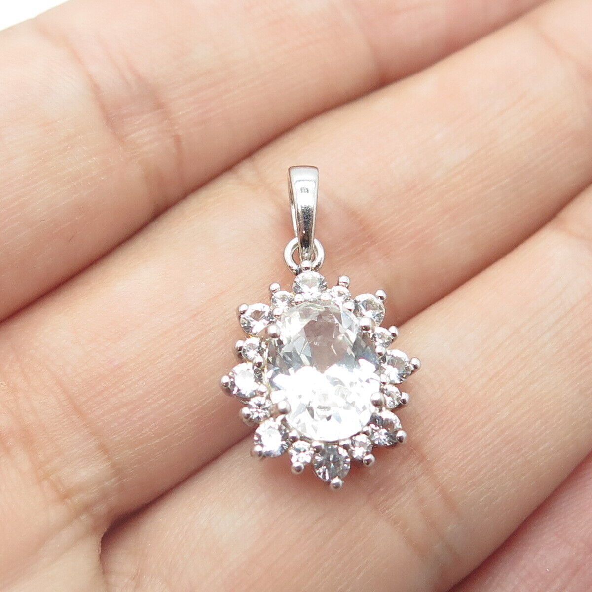 925 Sterling Silver Lab-Created White Sapphire Pendant