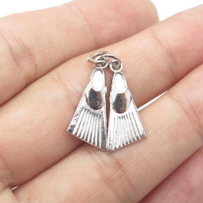 925 Sterling Silver Vintage Dive Fins Charm Pendant