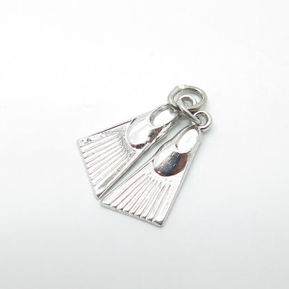 925 Sterling Silver Vintage Dive Fins Charm Pendant