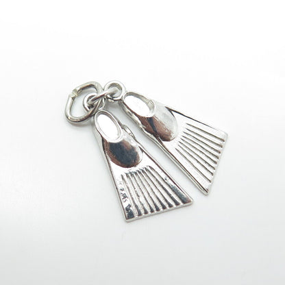 925 Sterling Silver Vintage Dive Fins Charm Pendant